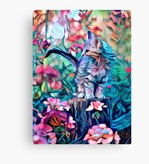 Floral Kitten Canvas Print