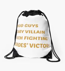 Superhero films in eight words - original gift design Drawstring Bag