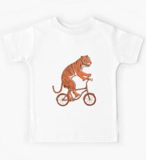 Tiger auf Fahrrad, Tiger auf Fahrrad Kinder T-Shirt