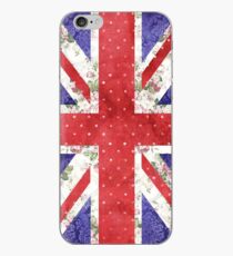 Vintage rote Tupfen Blumen-BRITISCHE Union Jack-Flagge iPhone-Hülle & Cover