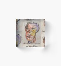 Jean Michel Basquiat pencil and crayon skull vector fan art Acrylic Block