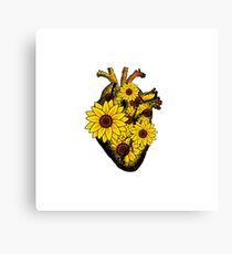 Summer Sunflower Heart Canvas Print