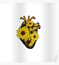 Summer Sunflower Heart Poster