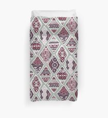 Sage Winter Diamonds In Red, Purple and Balsam Green Duvet Cover
