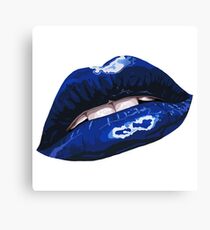 Blue Layered Graphic Lips Canvas Print