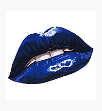 Blue Layered Graphic Lips Photographic Print