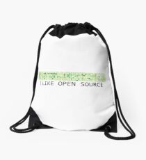 Github contributions: I like open source Drawstring Bag