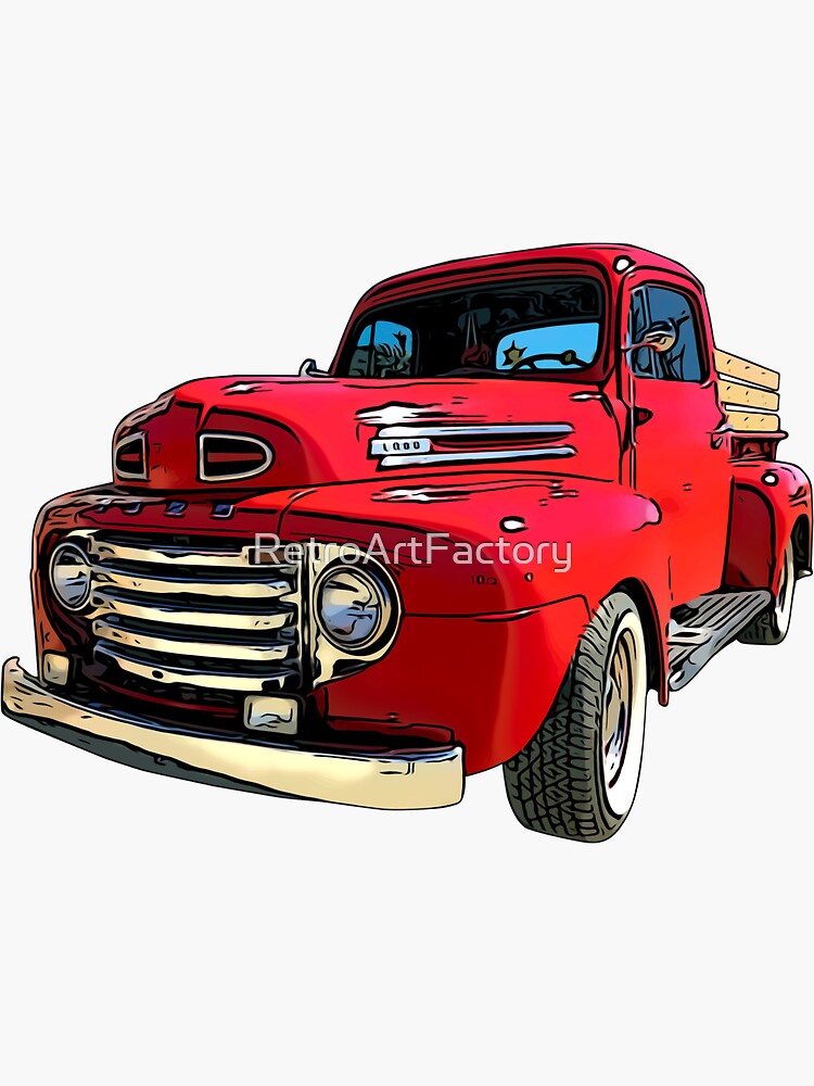 Red Truck from the 1940's by RetroArtFactory