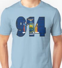 LOVE THAT 914 LIFE - YOUR FAVORITE AREA CODE WITH A HEAVY WOOD OVERLAY DISTRESS Unisex T-Shirt