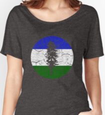 Cascadia Pacific Northwest Bioregion Independence Flag Circle Distressed Relaxed Fit T-Shirt