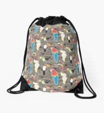 Tropical Birds Vector Pattern Drawstring Bag