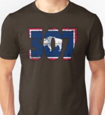 LOVE THAT 307 LIFE - YOUR FAVORITE AREA CODE WITH A HEAVY WOOD OVERLAY DISTRESS Unisex T-Shirt