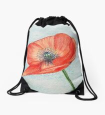 Red poppy Drawstring Bag