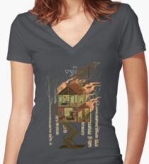 Haus in Flammen Shirt mit V-Ausschnitt
