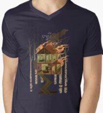 Camiseta para hombre de cuello en v Casa en llamas