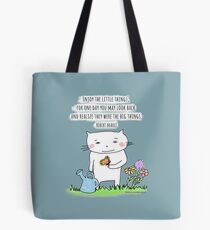 Enjoy the little things... life quote / cat doodle Tote Bag