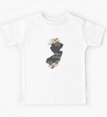 New Jersey State Watercolor Flowers Kids Tee