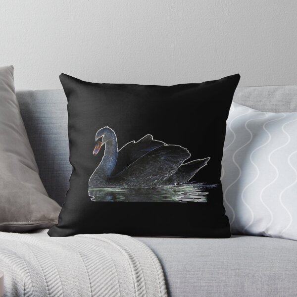 Glowing Swan Throw Pillow