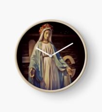 Graceful Virgin Mary Statue outside the Knights of Columbus in North Arlington, New Jersey Clock