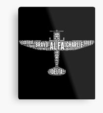 Airplane Phonetic Alphabet Metal Print