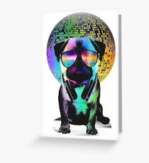 Disco Pug Greeting Card