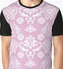Pink and White Damask Pattern Graphic T-Shirt