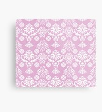 Pink and White Damask Pattern Metal Print