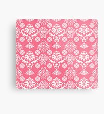 Red and White Damask Metal Print