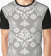 Silver and White Damask Graphic T-Shirt
