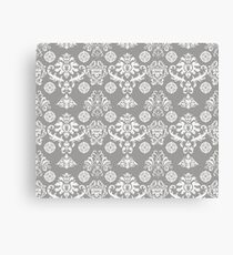 Silver and White Damask Canvas Print