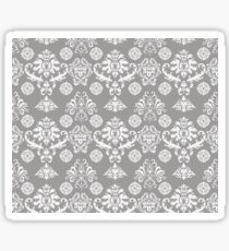 Silver and White Damask Sticker