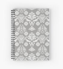Silver and White Damask Spiral Notebook
