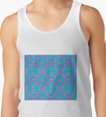 Vinatage Pink and Dark Blue Damask Pattern Tank Top