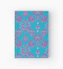 Vinatage Pink and Dark Blue Damask Pattern Hardcover Journal