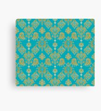 Gold and Blue Vintage Pattern Canvas Print