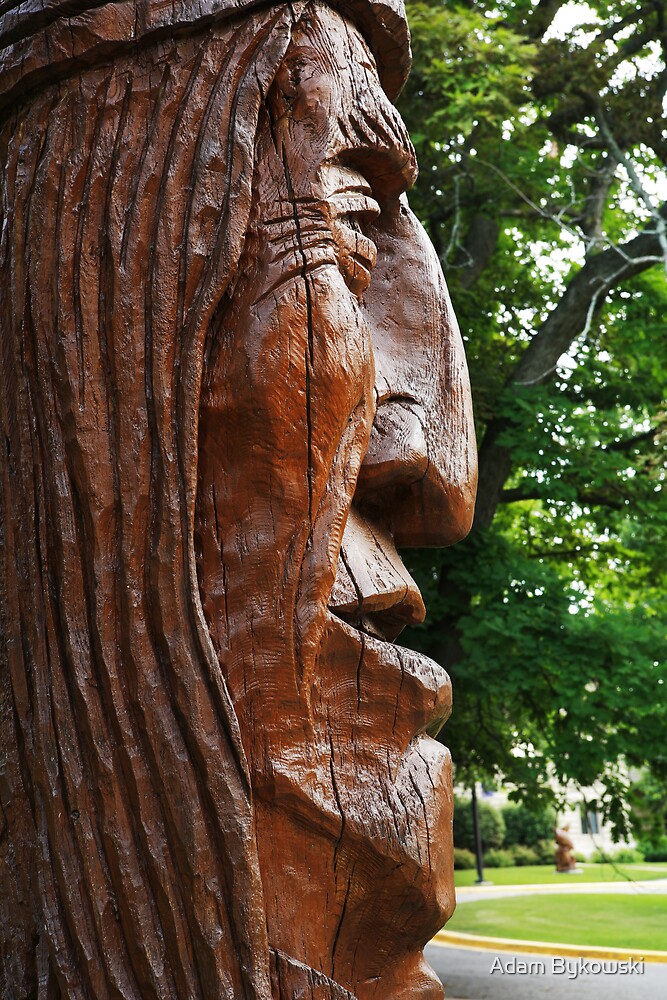 "Indian Head Wood Carving" by Adam Bykowski | Redbubble
