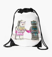 Robot love.... Drawstring Bag