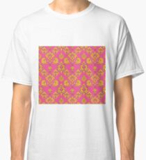 Pink and Gold Vintage Damask Classic T-Shirt