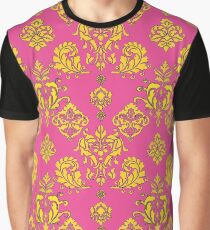 Pink and Gold Vintage Damask Graphic T-Shirt