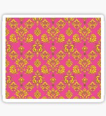 Pink and Gold Vintage Damask Sticker