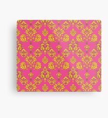 Pink and Gold Vintage Damask Metal Print