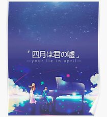 Póster su mentira en abril - kaori y kousei CARTEL HERMOSO + CAJA DE TELÉFONO