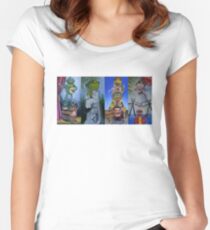 Muppets Haunted Mansion Stretching Room Portraits Women's Fitted Scoop T-Shirt