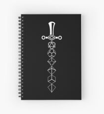 Cuaderno de espiral Polyhedral Dice Sword Blanco Tabletop RPG