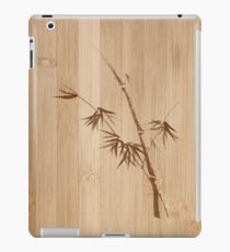Delicate design Bamboo stalk with young leaves Zen style illustration on wood art print iPad Case/Skin