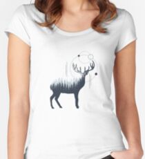 Deer. Double Exposure Women's Fitted Scoop T-Shirt