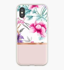 Chinoiserie pearl white floral & rose gold iPhone Case