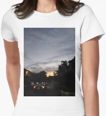 Brooklyn, New York City, sunset, evening, #Brooklyn, #NewYorkCity, #sunset, #evening, #nature, #sky, #clouds Women's Fitted T-Shirt