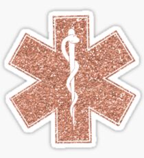 Faux Glitter Rose Gold EMT Star of Life EMS Sticker Sticker