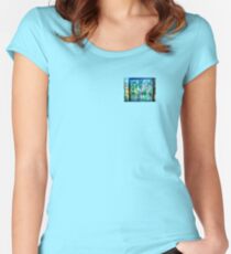 Abstract Landscape in Stained Glass Women's Fitted Scoop T-Shirt